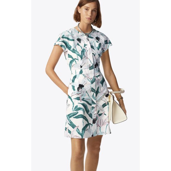 Tory Burch Dresses & Skirts - Tory Burch Printed Cotton Shirtdress in ivory desert bloom